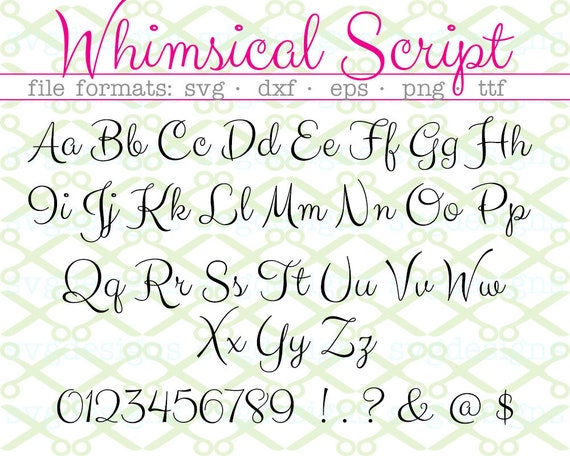 Whimsical Script Font Svg Dxf Eps Png Handwritten Font Etsy
