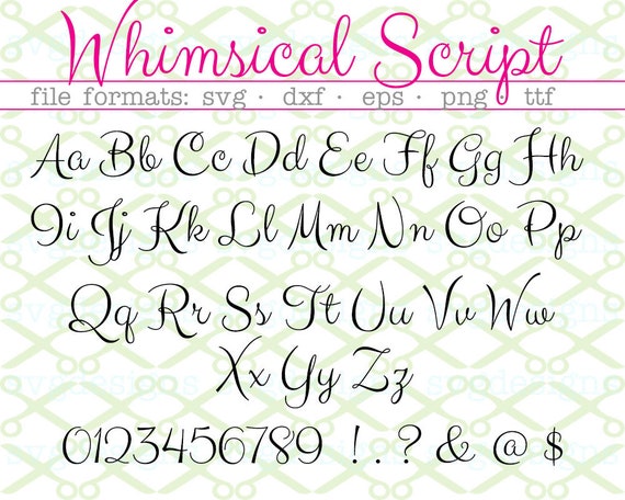 Whimsical Script Font Svg Dxf Eps Png Handwritten Font Etsy Whimsical Script Font Svg Dxf Eps Png Handwritten Font Etsy