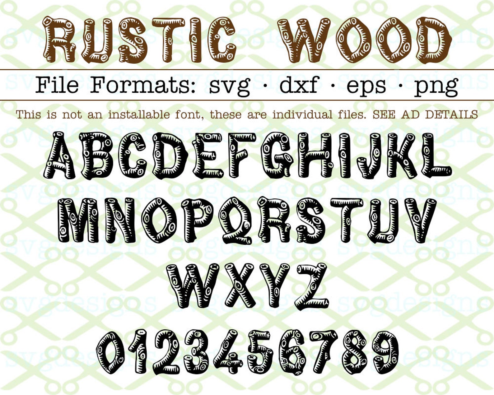 Rustic Wood Svg Letters & Numbers Wooden Logs Svg Dxf Eps Etsy