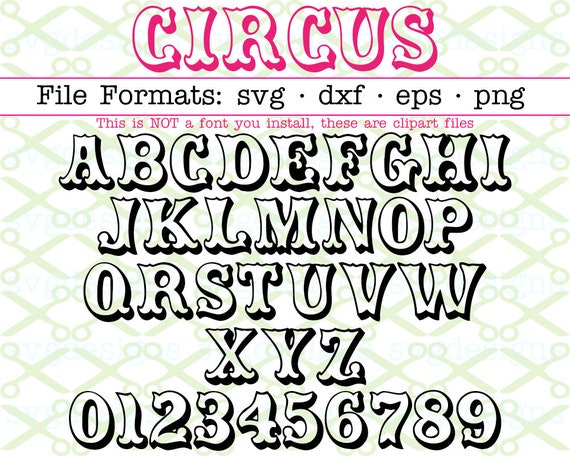 Download Circus Monogram Svg Letters Numbers Circus Outline Letters Etsy