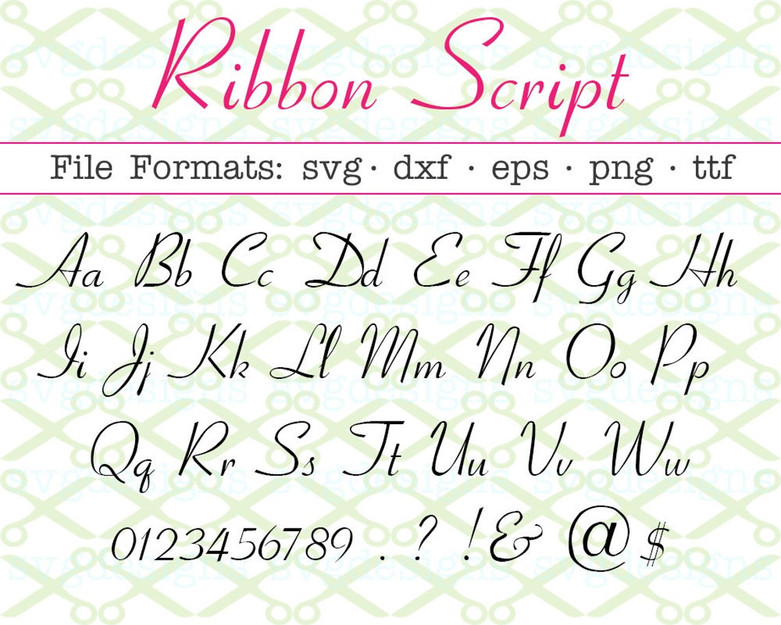 Ribbon Script Font Svg Dxf Eps PNG Fancy Font Wedding | Etsy
