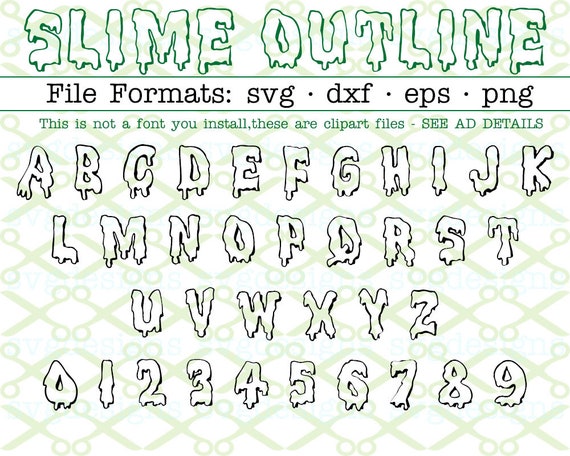 Download Slime Monogram Svg Letters Numbers Slime Outline Letters Etsy