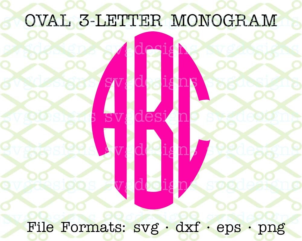 Download 3 Letter Monogram Set Oval Circle Monogram Svg Dxf Eps | Etsy