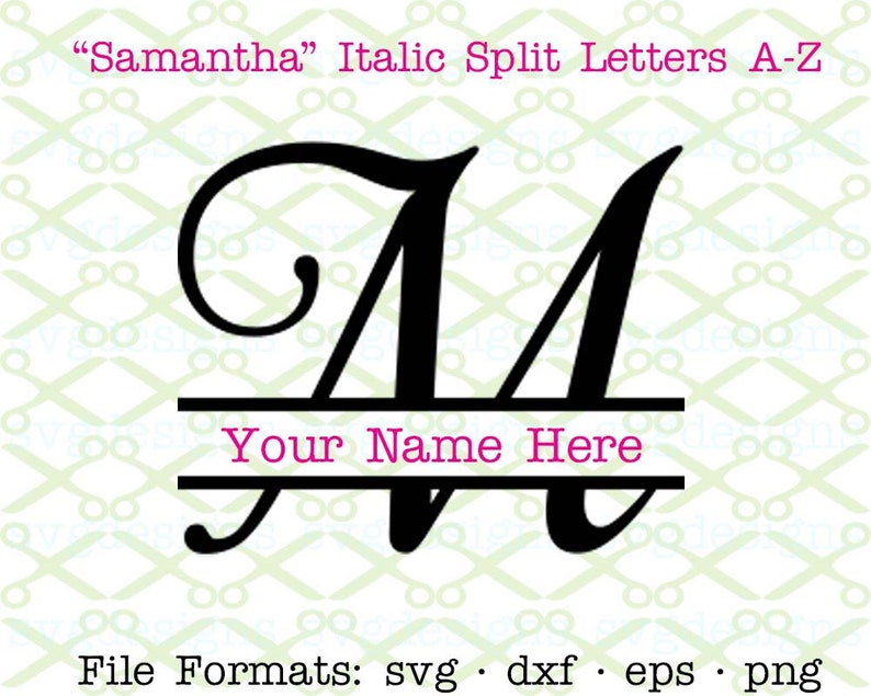 Download Fancy Split Letter Monogram SVG Dxf Eps Png Cursive Italic | Etsy