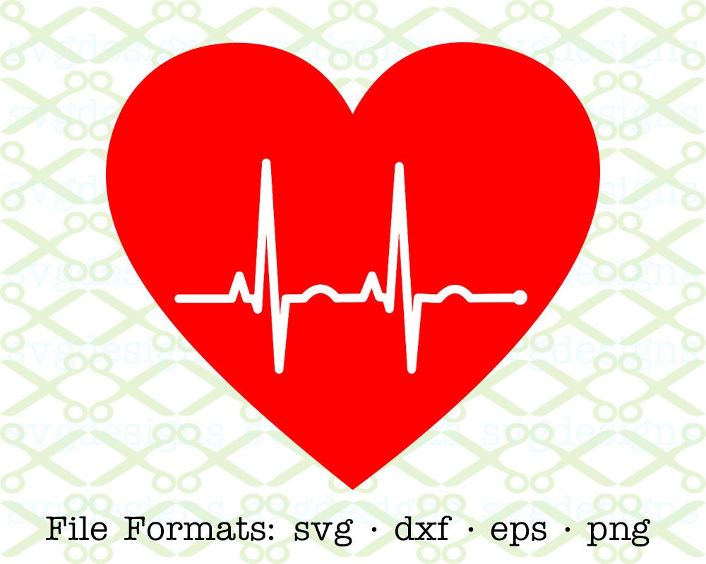 Download EKG Heart SVG Dxf Eps & Png. Digital Cut Files for Cricut ...