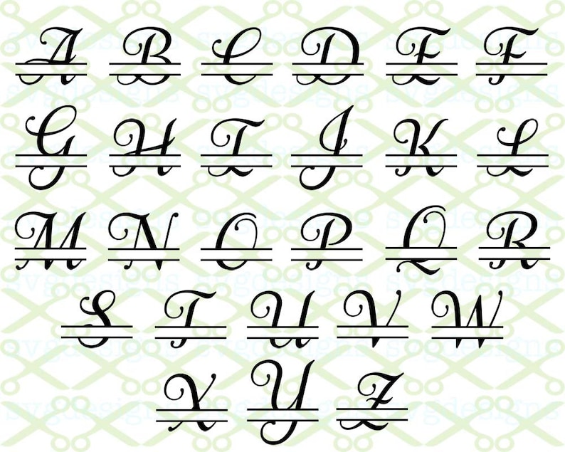 Download Fancy Split Letter Monogram SVG Dxf Eps Png Cursive Italic ...