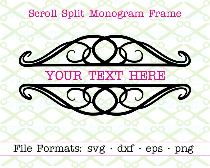 Download Scroll Split Monogram SVG Dxf Eps Png Split Monogram Frame | Etsy
