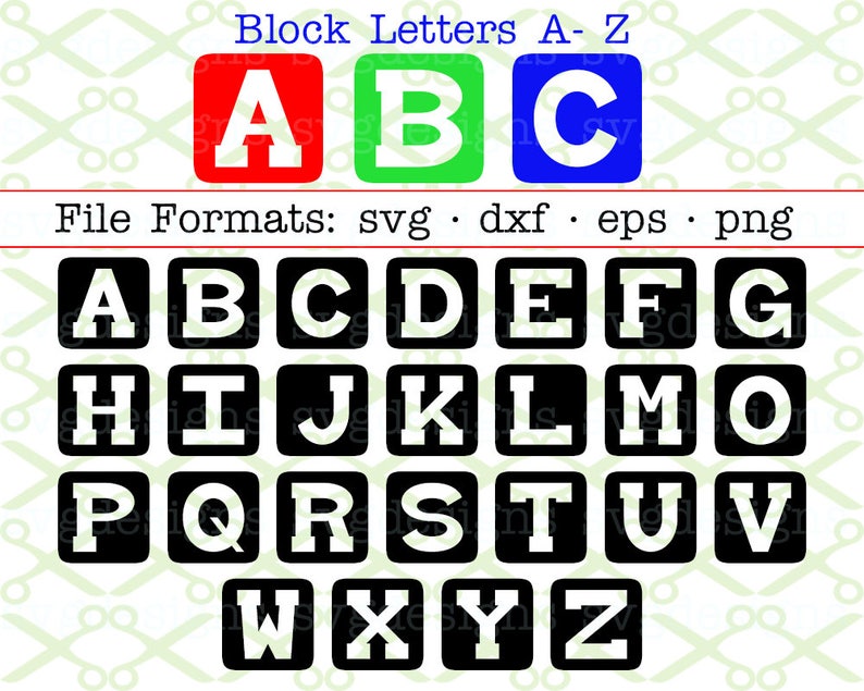 Download Block Letters Svg Dxf Eps Png 26 Capital Letters Svg Kids Etsy
