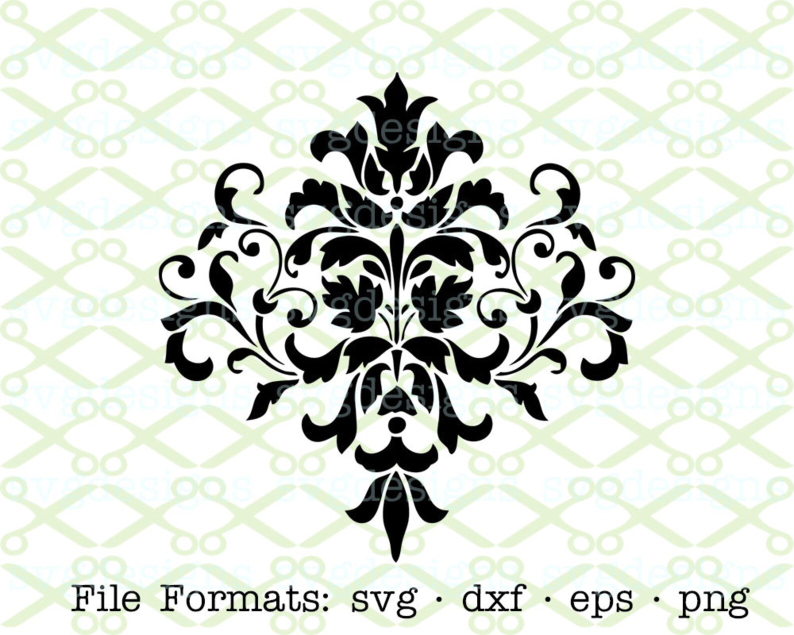 Damask SVG Dxf Eps & Png. Digital Cut Files for Cricut Etsy