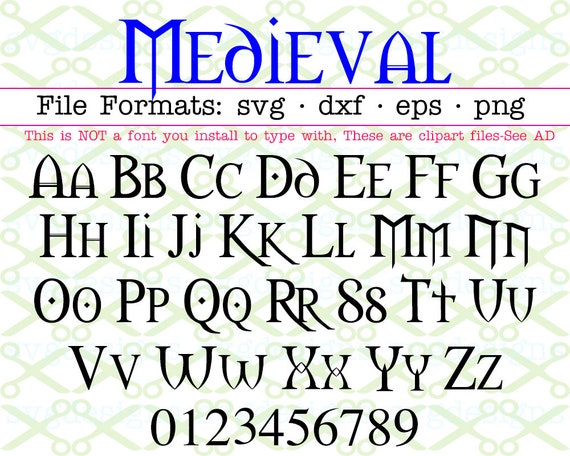 Download Medieval Font Svg Dxf Eps Png Gothic Letters Fairy Tale Etsy