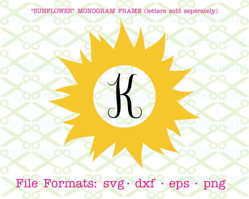 Download SUNFLOWER Svg Circle Monogram Frame SVG Dxf Eps Png. | Etsy