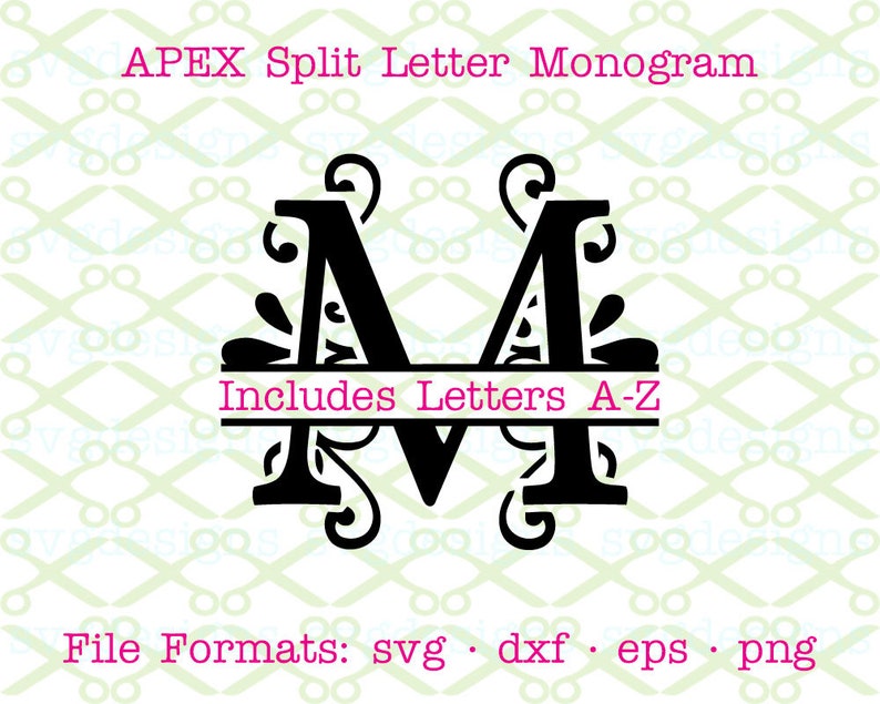 Download Apex Flourish Split Letter Monogram SVG Dxf Eps Png Split | Etsy