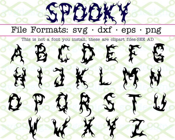 Download Spooky Halloween Monogram Svg Letters Svg Dxf Eps Png Etsy