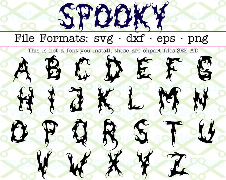 Download SPOOKY HALLOWEEN Monogram Svg Letters Svg Dxf Eps Png. | Etsy