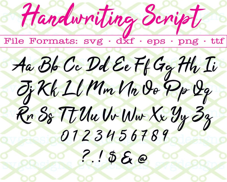 Handwriting Script Font Svg Dxf Eps PNG Handwritten Font | Etsy