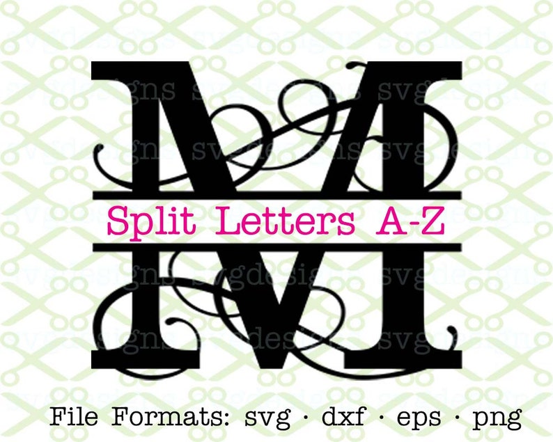 Download Flourish Split Letter Monogram SVG Dxf Eps Png Split | Etsy