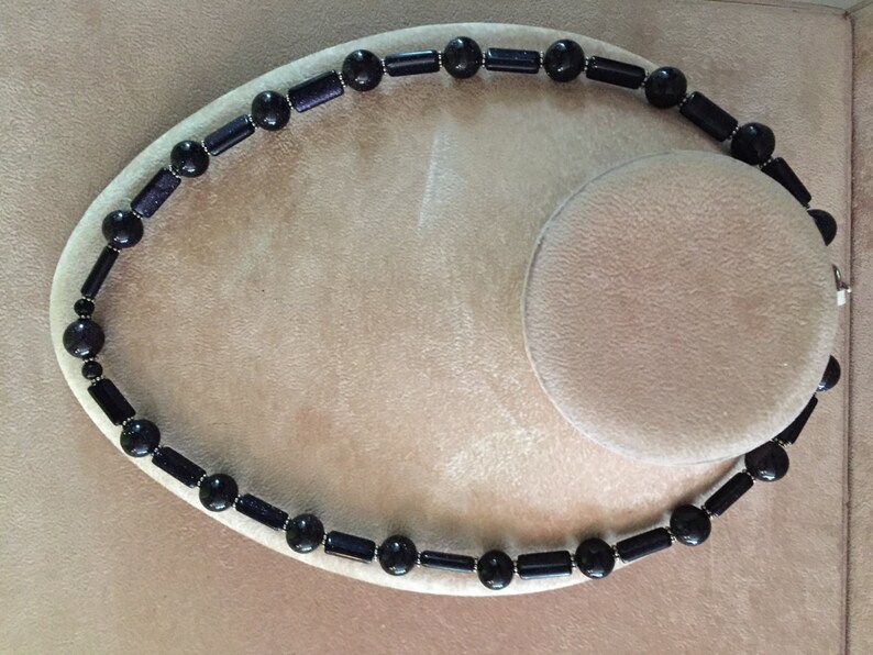 Midnight Starry Blues; Blue Goldstone Necklace and Earrings Set