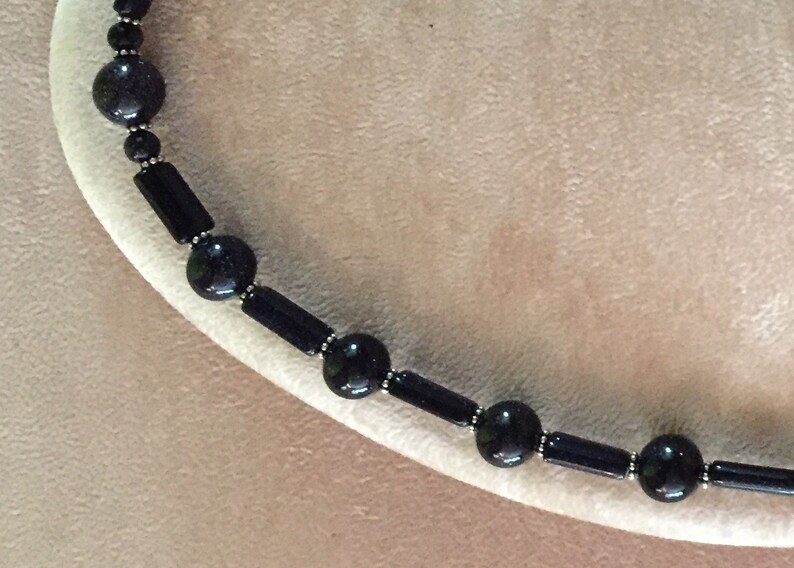 Midnight Starry Blues; Blue Goldstone Necklace and Earrings Set
