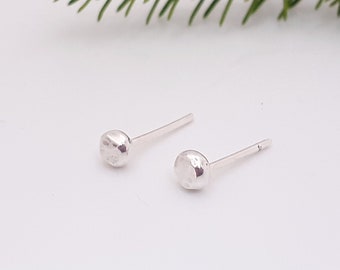 Round Stud Earrings Handmade Recycled Silver Stud Earrings Silver Stud Earrings Silver Nugget Earrings Handmade Silver Pebble Earrings