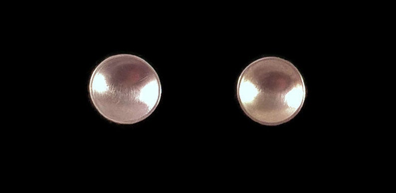 brushed finish handmade from scratch Round domed silver stud earrings sterling silver