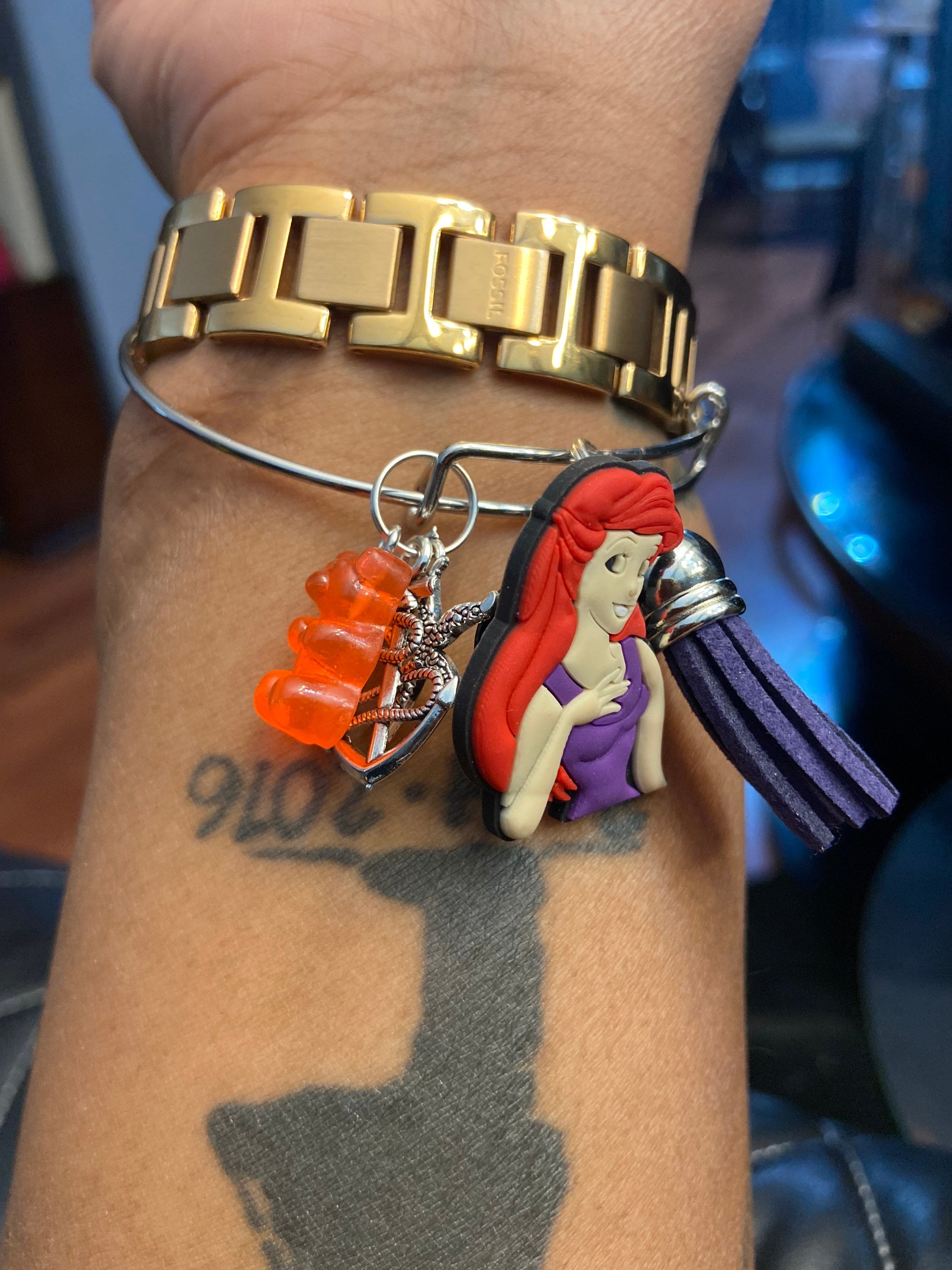 Disney princess Ariel silver charm bracelet bangle Etsy