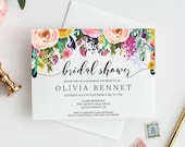 Watercolor Floral Bridal Shower Invitation DIY Template, Instant Download PDF, Bachelorette Party , Printable Flower Invite, MAM106_20