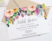 Editable Watercolor Floral Bridal Shower Invitation Template Printable, DIY Instant Digital Download Invite, Flower Bride, PDF, MAM106_30