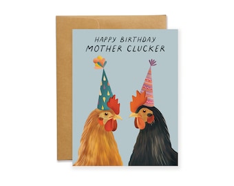 Funny Mother Clucker Birthday Card, Chicken Lover Gift (A2 Folded)