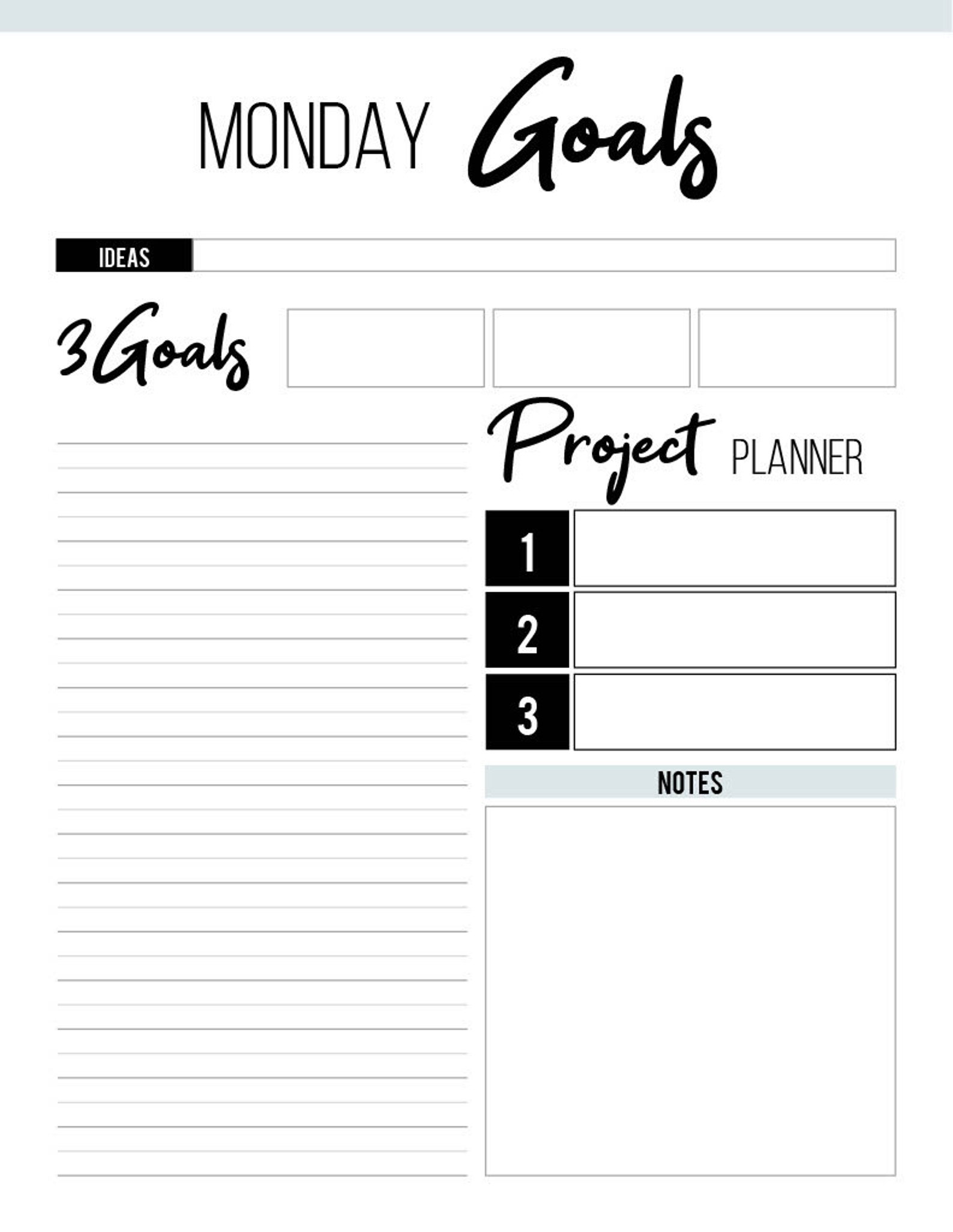Daily Goal Planner Tracker Printable Blue Etsy