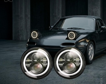 Mazda MX5 NA Miata 7" Led Headlights Halo Angel Eyes Pair | 1990-1997 | FREE SHIPPING