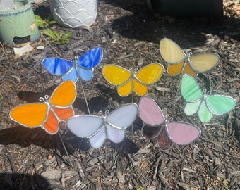 Stained Glass Butterfly Garden Stakes