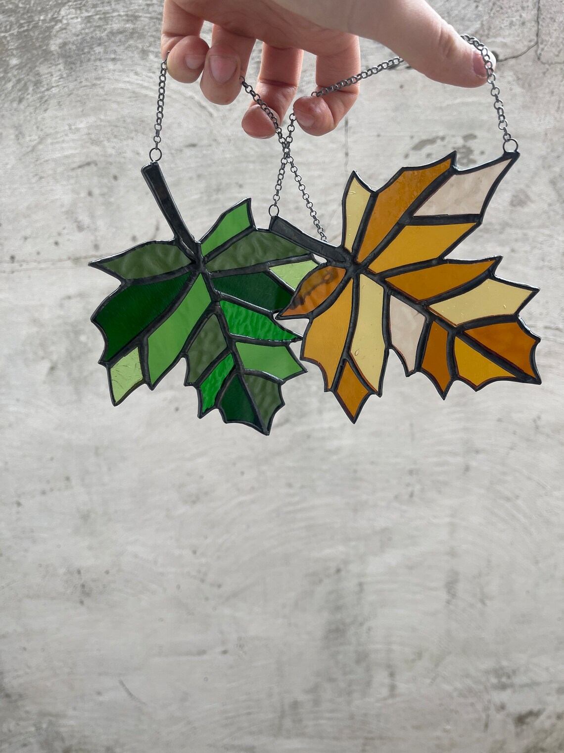 Fall Leaf Stained Glass Suncatcher Etsy