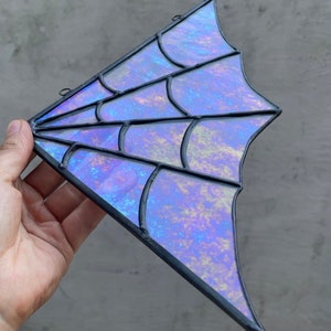 Iridescent Spider Web Stained Glass Suncatcher