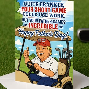 Carte Trump pour la fête des pères – Carte imprimable amusante sur le thème du golf (téléchargement numérique)