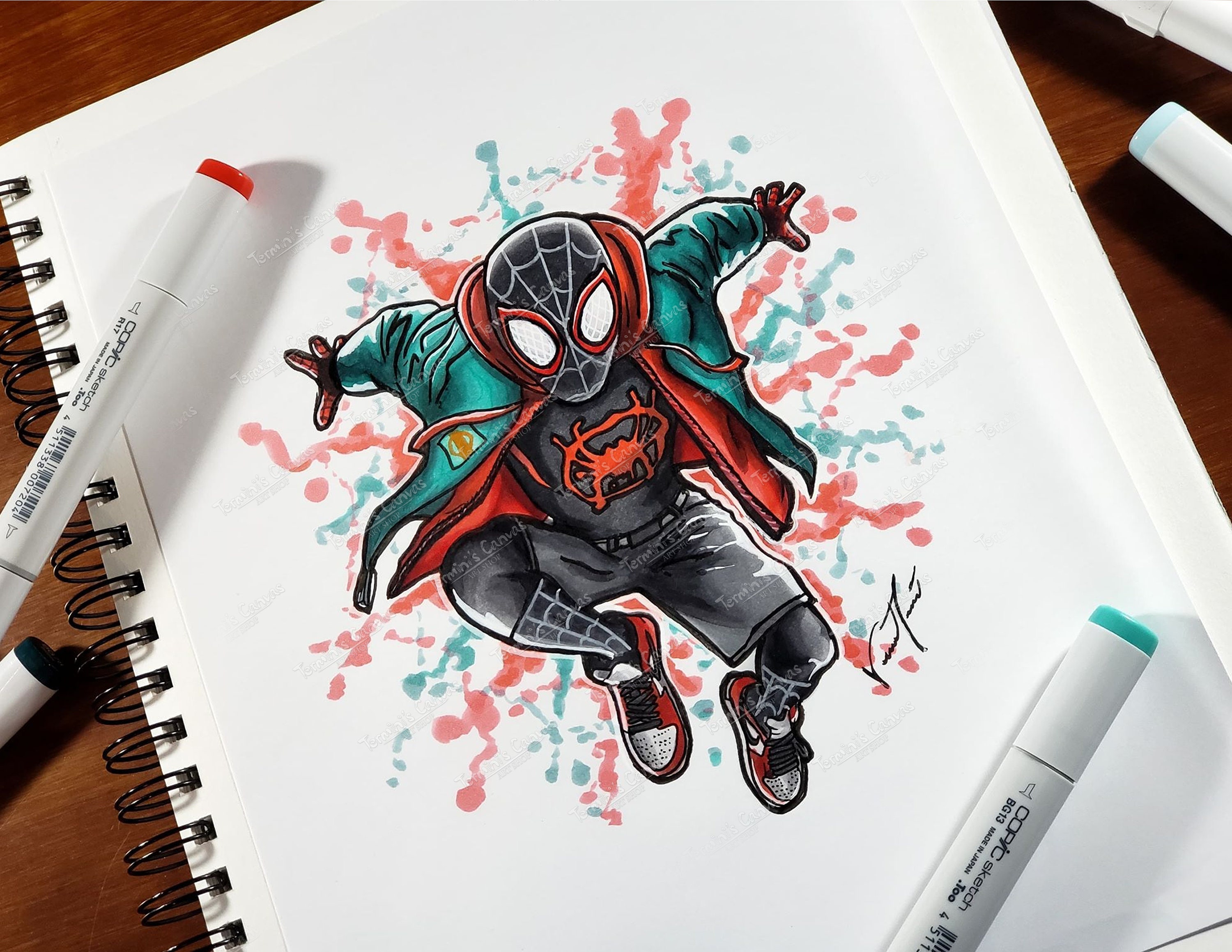 Spider Man Spider Man Into The Spider Verse Copic Marker Etsy