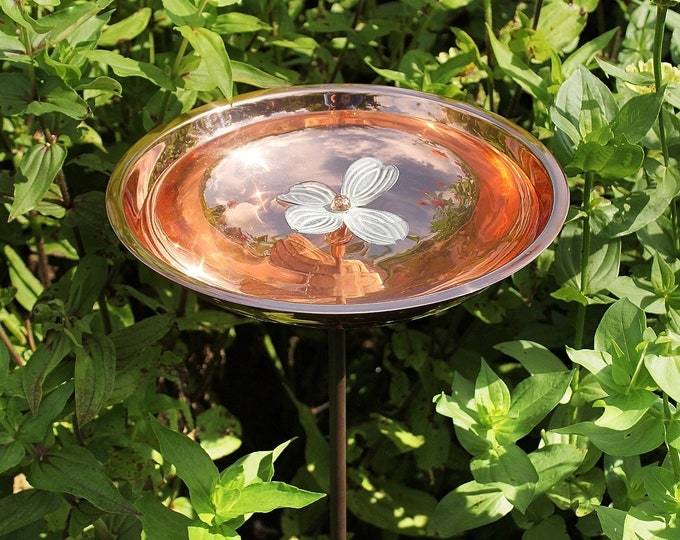 Dogwood Flower Copper Birdbath & Bee Fountain for Pollinator Gardens