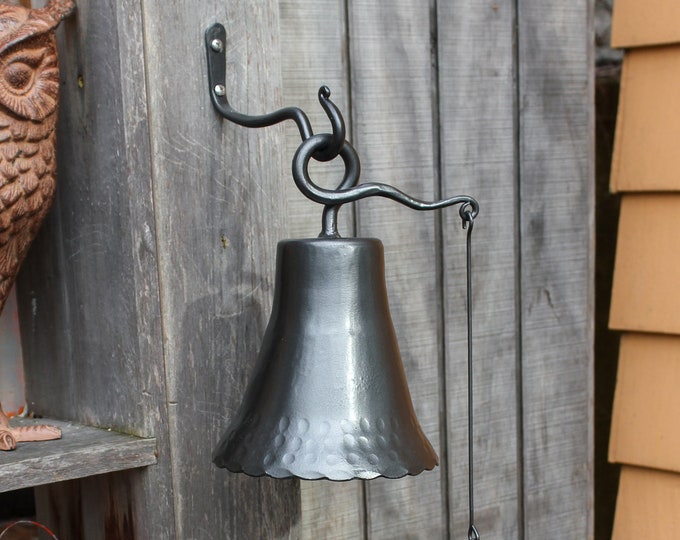 Wrought Iron Bell with Hanging Hook, Medium