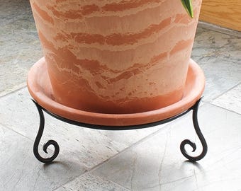 Scroll-Footed Wrought Iron Plant Stand