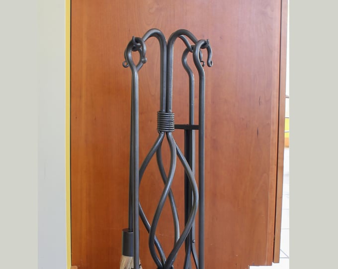 Wrought Iron Handmade Twist Fireplace Tool Set - Four Tools