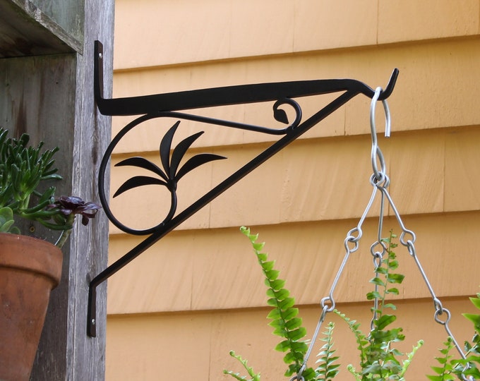 Botanical Wall Bracket, 18 in Wrought Iron Plant Hanger