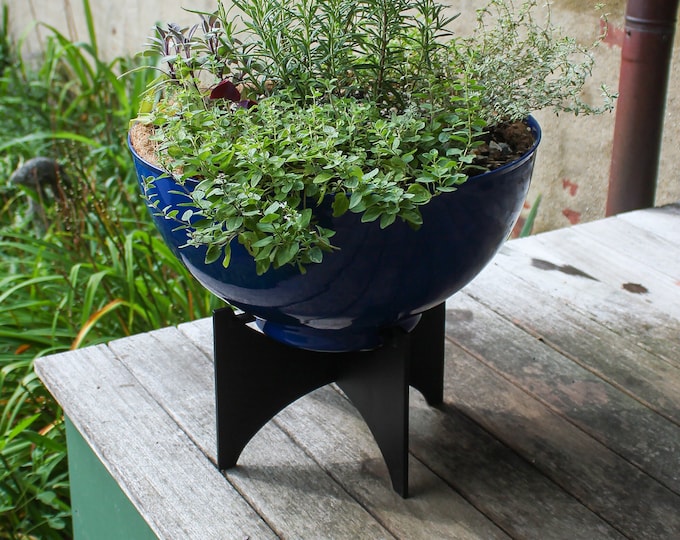 Blue Bowl Mid-Century Modern Planter, 16" indoor/outdoor