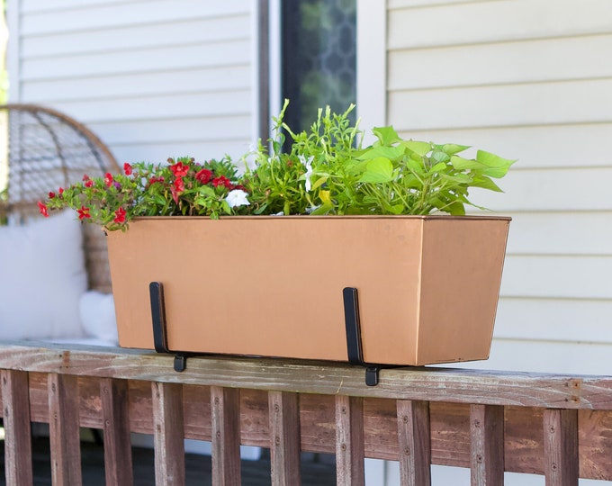 Plain Copper Plated Flower Box Railing Planter