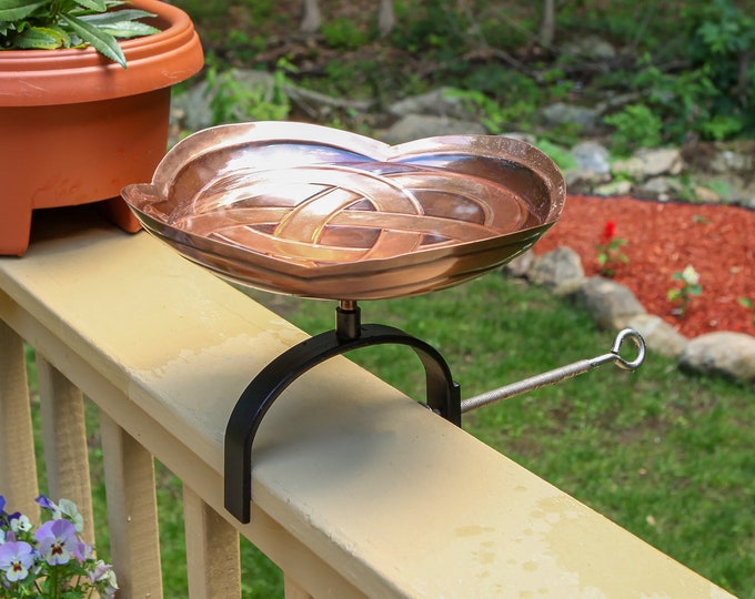 Celtic Knot Birdbath with Over Deck or Hand Railing Bracket