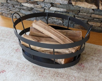 Wrought Iron Shaker Basket- For Blankets, Firewood, Logs