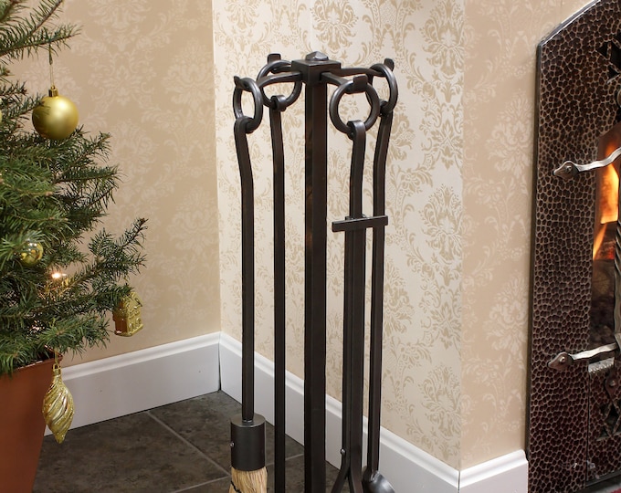 Town and Country Fireplace Tool Set - Wrought Iron - Four Tools