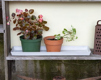 Set of Two, 22" White Rectangular Plant Windowsill Trays