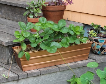 22" Copper Plated Flower Window Box Planter, Rectangular