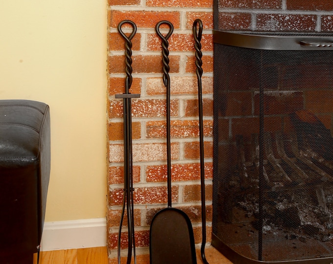 Single Fireplace Tools - Twisted Rope Design