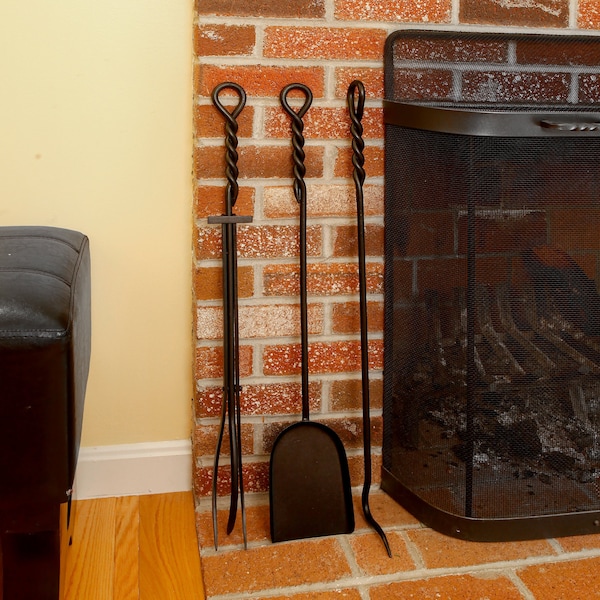 Single Fireplace Tools - Twisted Rope Design