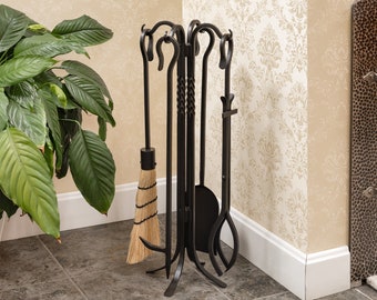 26" Wrought Iron Fireplace Tool Set - Shepherds Hook